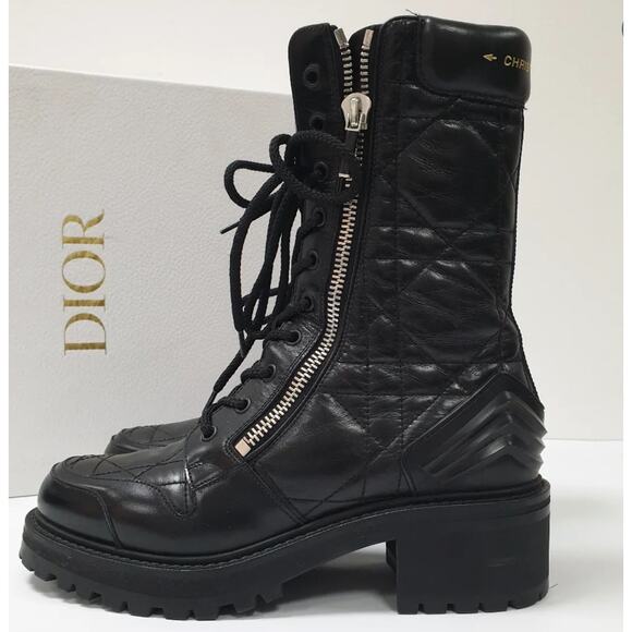 DIOR D-LEADER Cannage Quilted Leather Combat Boots - 39 - Picture 1 of 8